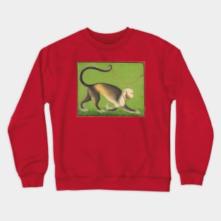 Indian Art: A Monumental Portrait of a Monkey Crewneck Sweatshirt